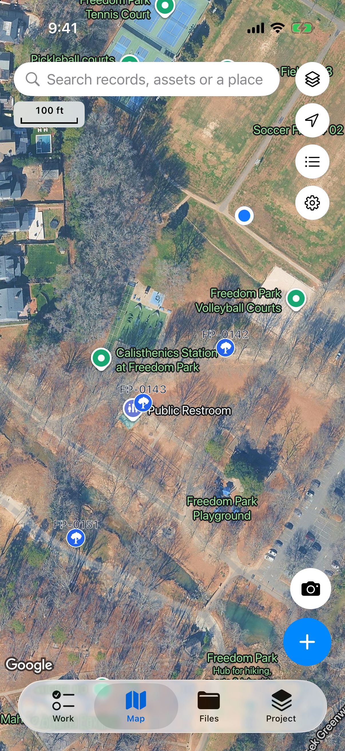Tree records on a map in a preview of Dipper Field
