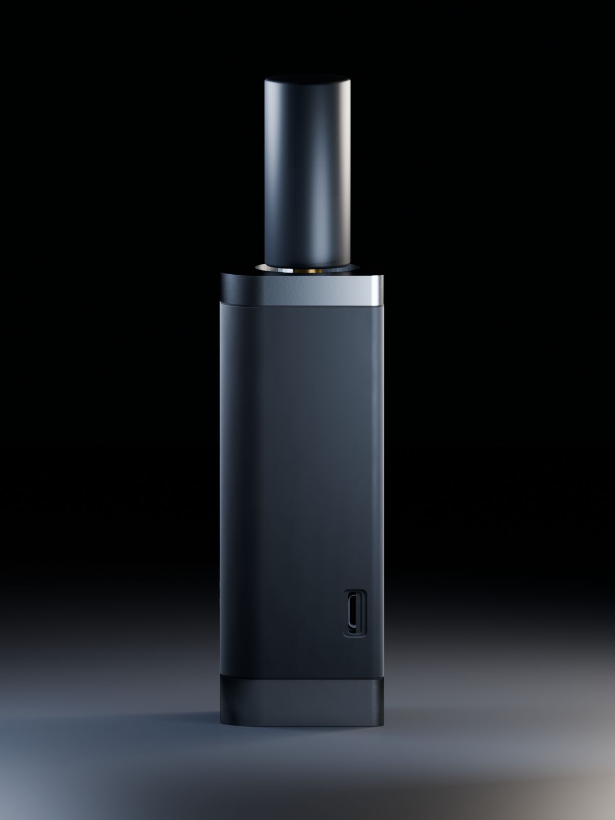 Side view of Dipper Go with its antenna and USB-C port (concept render)
